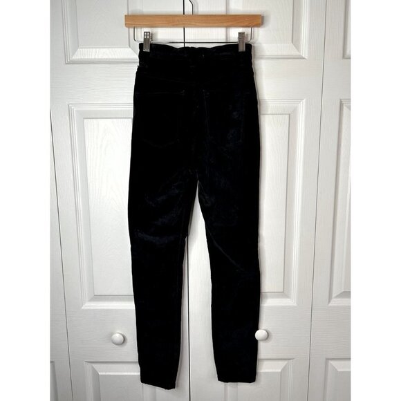 DL1961 Chrissy Ultra High Rise Black Velvet Button Fly Jeans Women's Size 24 - Picture 9 of 11